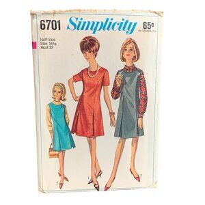 Simplicity 6701 Vintage Sewing Pattern for Womens Dress 16.5  Bust 37